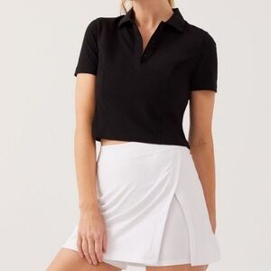 NWT Outdoor Voices Crop Black Polo Top size M golf tennis pickleball